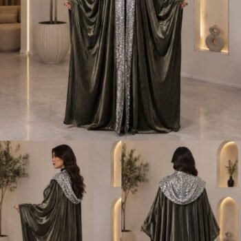 عبايه مخططه مخمل A6